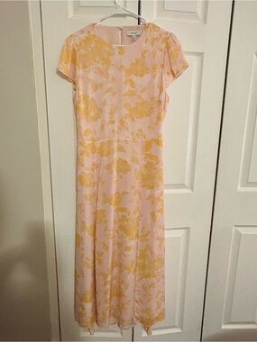 Reiss Floral Cap-Sleeve Midi Dress with Open Back